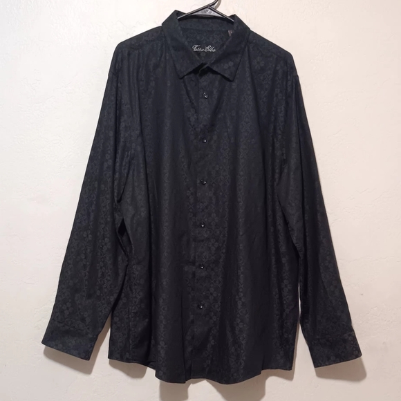 Tasso Elva Long Sleeve Shirt Men Geometric Black  SzXXL Button Up - Picture 1 of 14